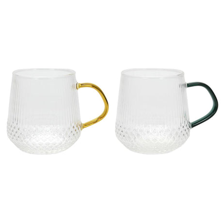 Svenska living drinkglas met gekleurd oor amber petrol zwart ø7,5x9,5cm 400ml