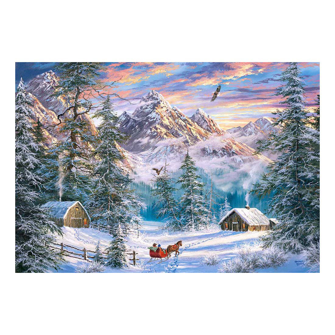 Castorland mountain christmas – puslespil – 1.000 brikker – satin finish – perfekt pasform – europæisk kvalitet