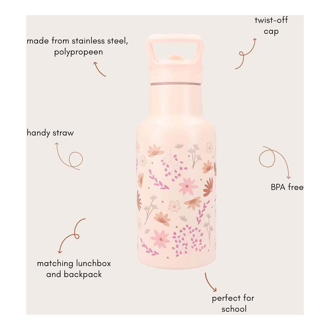 Kidzroom drikkeflaske søde slurke blomster, 350ml