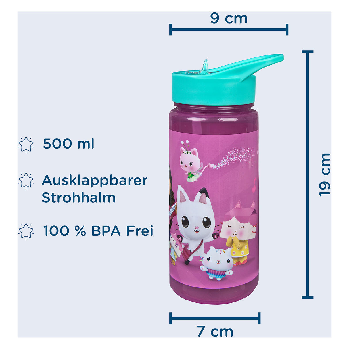 Umærket uden mærke Gabby #039; S Dollhouse drikkeflaske 500 ml lyserød grøn