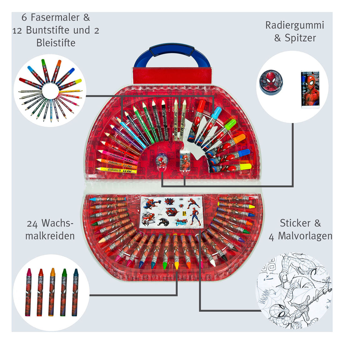 Undercover spiderman farve etui, 51 stk.