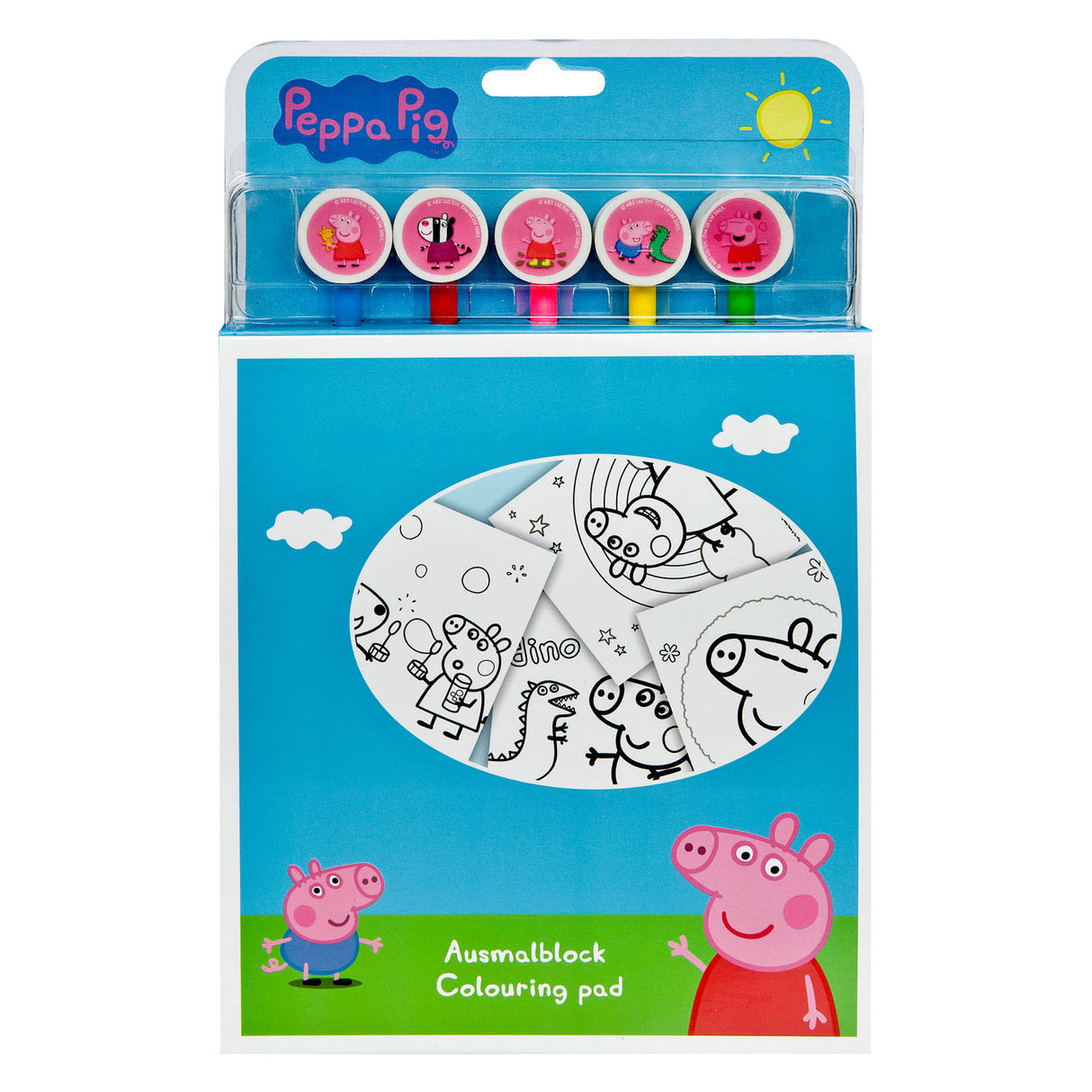 Undercover Color Block Peppa Pig med 5 farvede blyanter