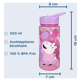Undercover świnka peppa-serien - vandflaske - 500 ml - med flowkop - BPA-fri