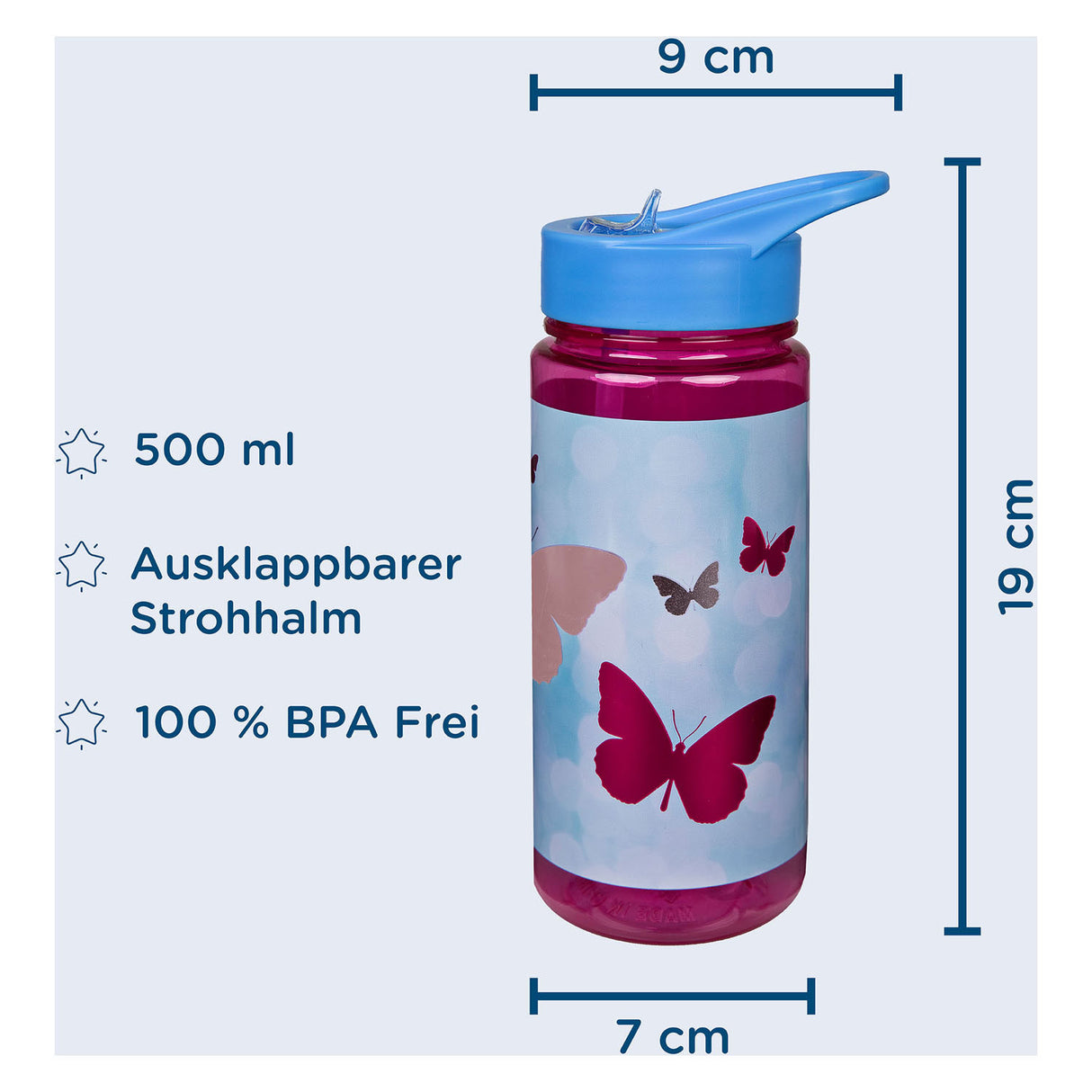 Undercover aero drikker flaske sommerfugle, 500 ml