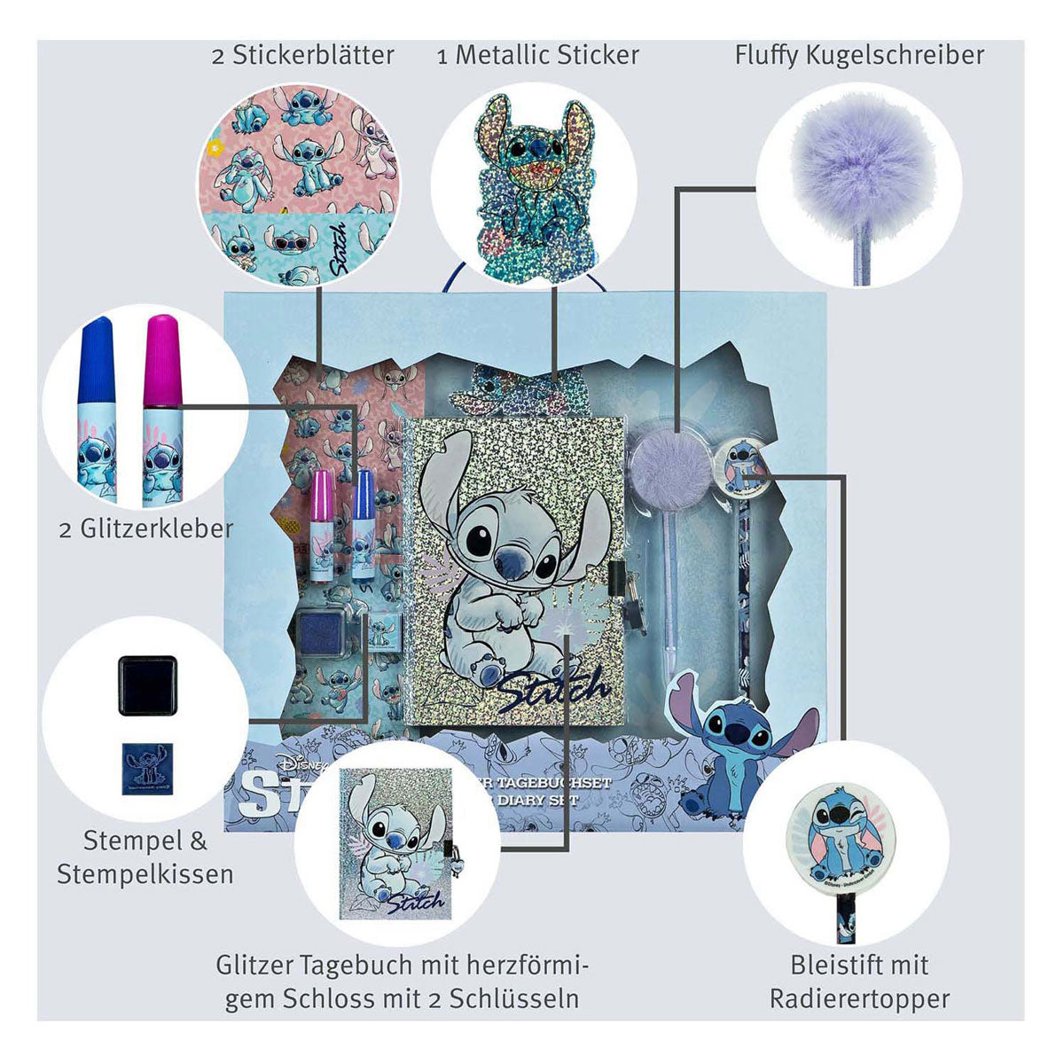 Undercover stitch glitter journal sæt