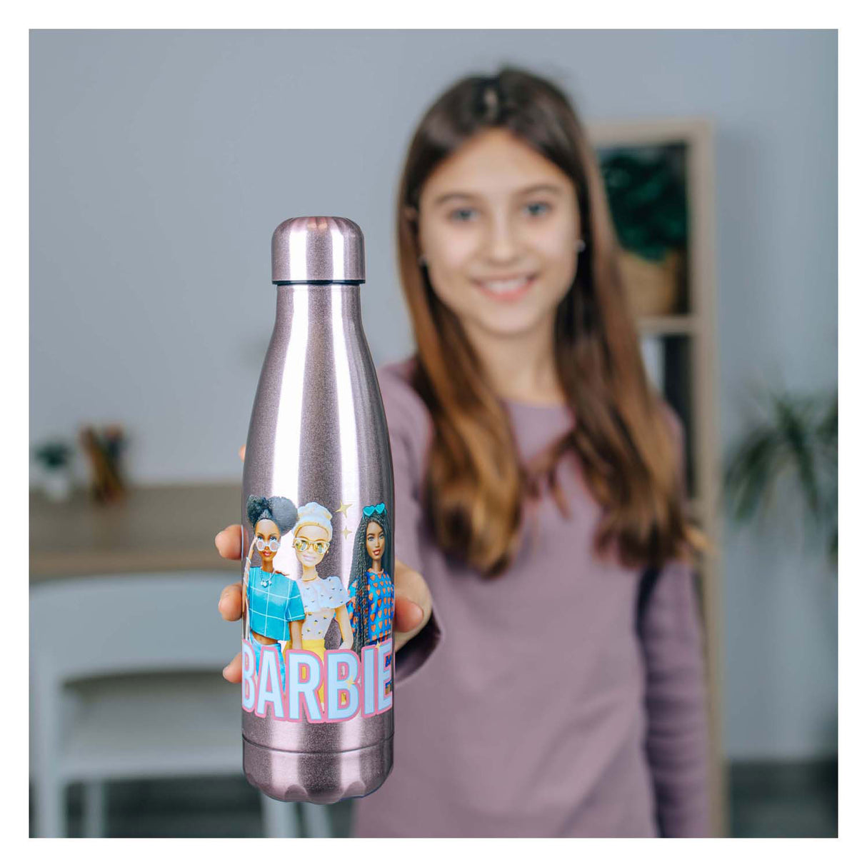 Undercover Barbie drikkeflaske rustfrit stål 450ml flerfarvet børnevenlig.
