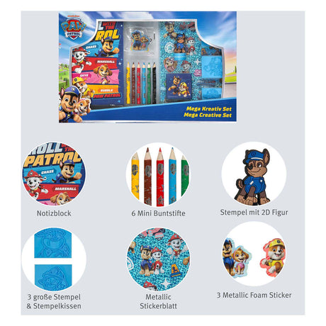 Paw patrol mega farve- og stempelsæt - 15 stk.