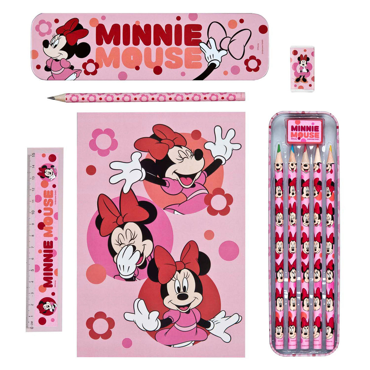 Disney brevpapir sæt minnie mouse - 11 stk.