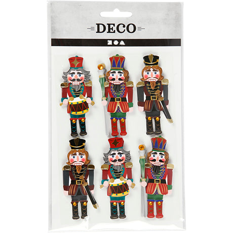 Creativ virksomhed https: www.cchobby.nl 3d-stickers-nutcracker-h-75-mm-b-30-mm-thickness-7-mm-6-piece-1-box