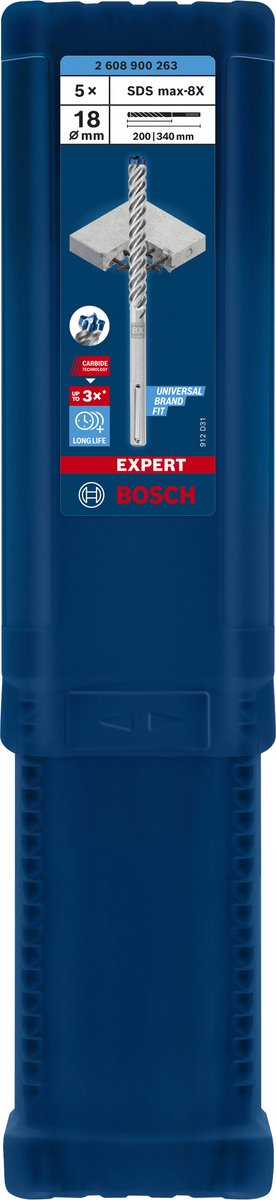Bosch expert sds max-8x borehammer 18 x 200 x 340 mm 5-delt