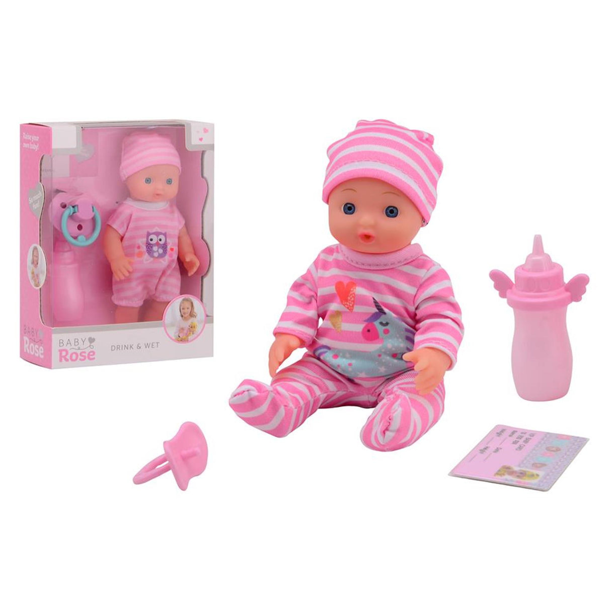 Johntoy john toy baby rose drink + tissedukke 17cm