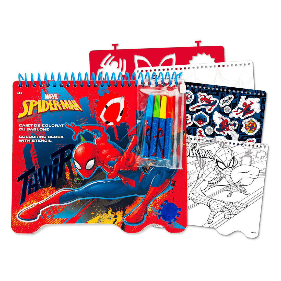 Umærket sans marque spiderman farveblok med tuscher og stencils