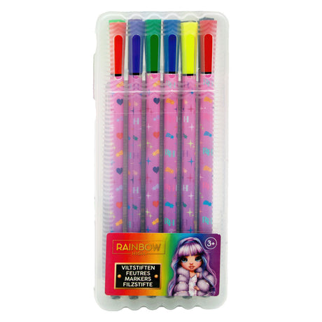 Toyland rainbow høje tuschpenne, 6 stk.