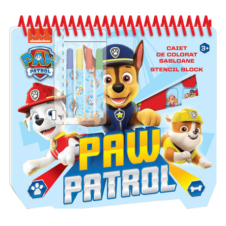 Paw patrulje farveblok med tuscher + klistermærker + skabelon
