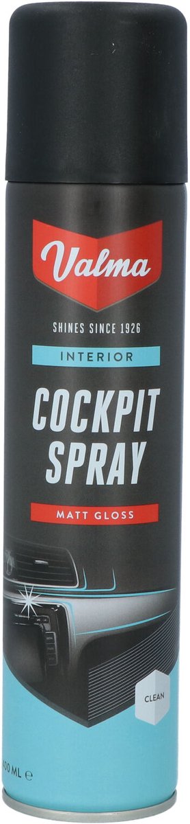Valma cockpitspray - mat glans - renser, plejer og genopretter glans - antistatisk - nem at bruge - til plast og læder - 400ml