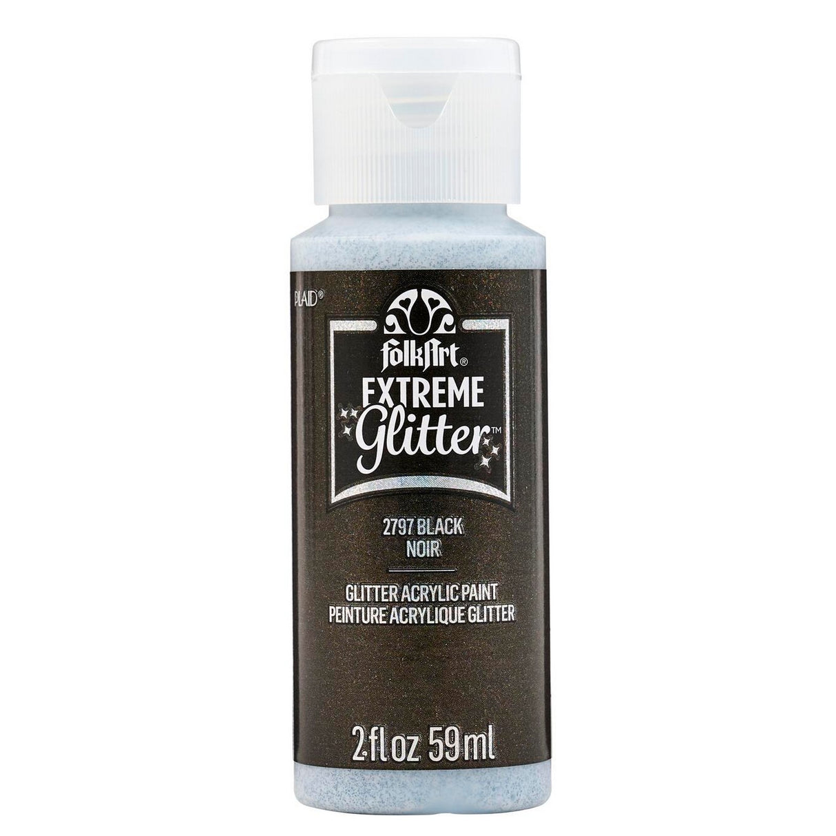Folkart • ekstrem glitter akrylmaling sort 59ml