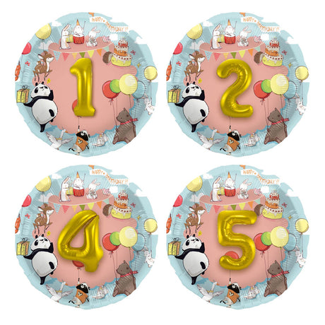 Folat bv 3D folieballondyr med alder, 1-5 år.