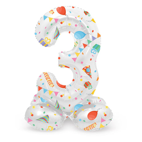 Folat bv stående folieballon glædelig fest nummer 3 -72cm