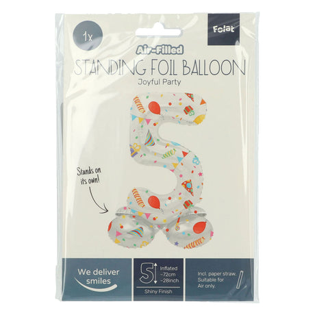 Folat bv stående folieballon glædelig fest nummer 5 -72cm