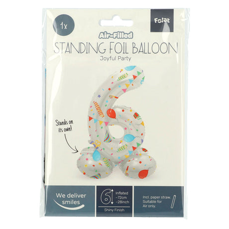 Folat bv stående folieballon glædelig fest nummer 6 -72cm