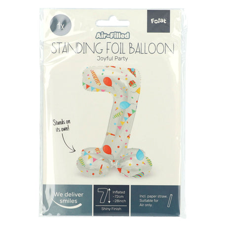 Folat bv stående folieballon glædelig fest nummer 7 -72cm