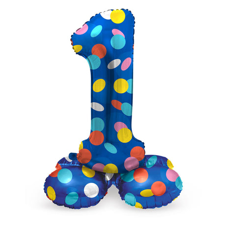 FOLAT BV Standing Folie Balloon Farverige prikker nummer 1 - 72 cm