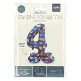 Folat bv stående folieballon farverige prikker nummer 4 - 72cm