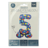 Folat bv stående folieballon farverige prikker nummer 5 - 72cm