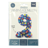 Folat bv stående folieballon farverige prikker nummer 9 - 72cm