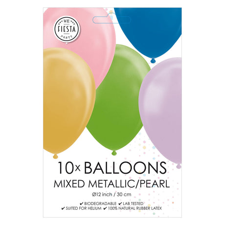 Globos balloner metallic perle mix farver 30cm, 10 stk.