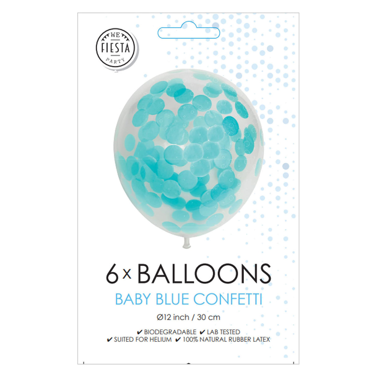 Globos konfetti balloner papirkonfetti babyblå 30cm, 6 stk.