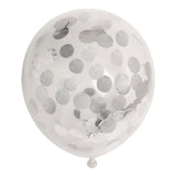Globos konfetti balloner papirkonfetti metallic sølv 30cm, 6 stk.