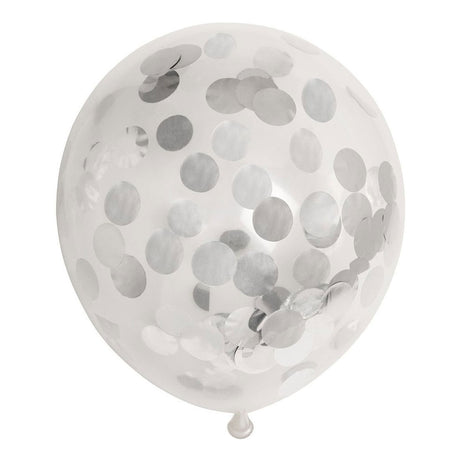 Globos konfetti balloner papirkonfetti metallic sølv 30cm, 6 stk.