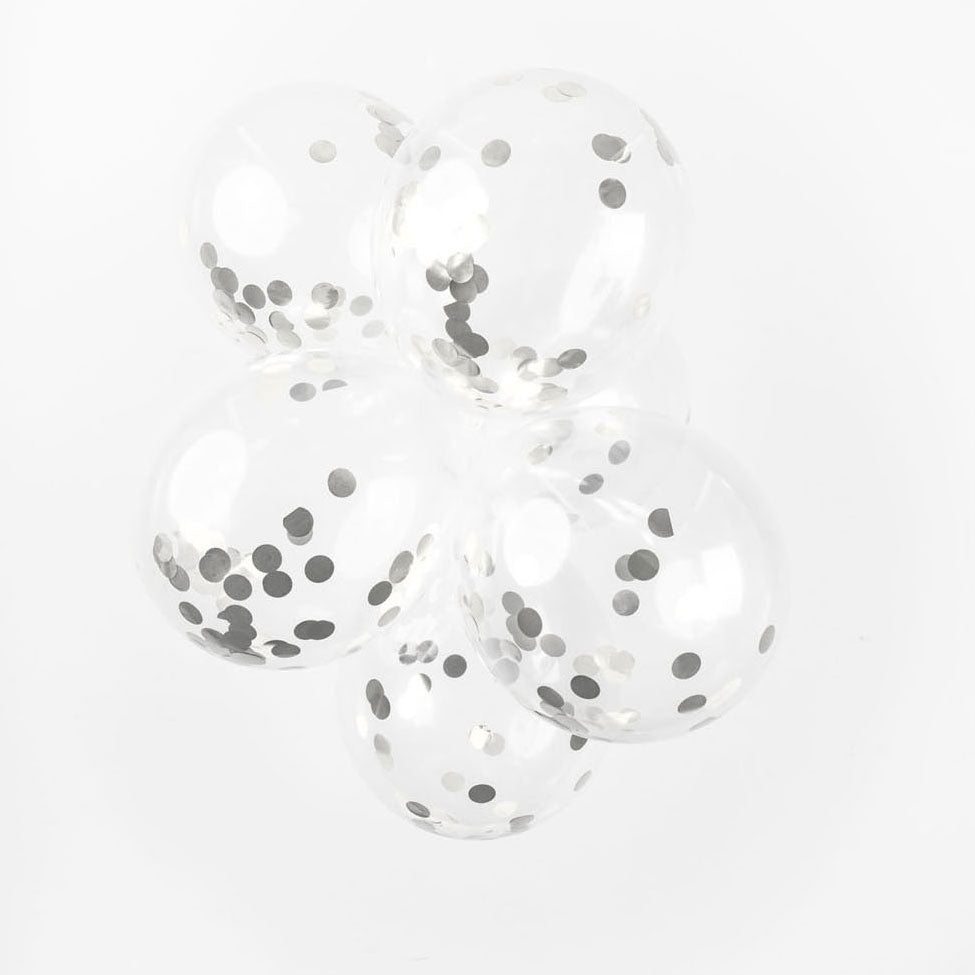 Globos konfetti balloner papirkonfetti metallic sølv 30cm, 6 stk.