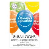 Globos balloner tillykke mix farver 30cm, 8 stk.