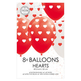 Globos balloner hjerter rød hvid 30cm, 8 stk.