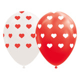 Globos balloner hjerter rød hvid 30cm, 8 stk.