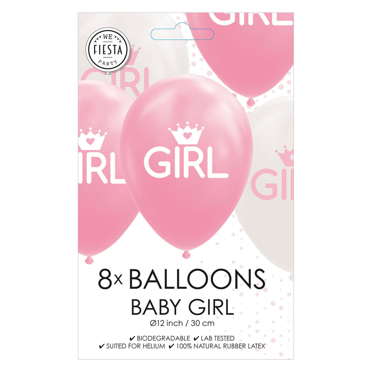Globos balloons daughter baby pink white 30cm, 8 pcs.