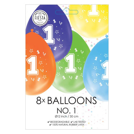 Globos balloner 2-sidet trykt nummer 1, 8 stk.