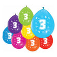 Globos balloner 2-sidet trykt nummer 3, 8 stk.