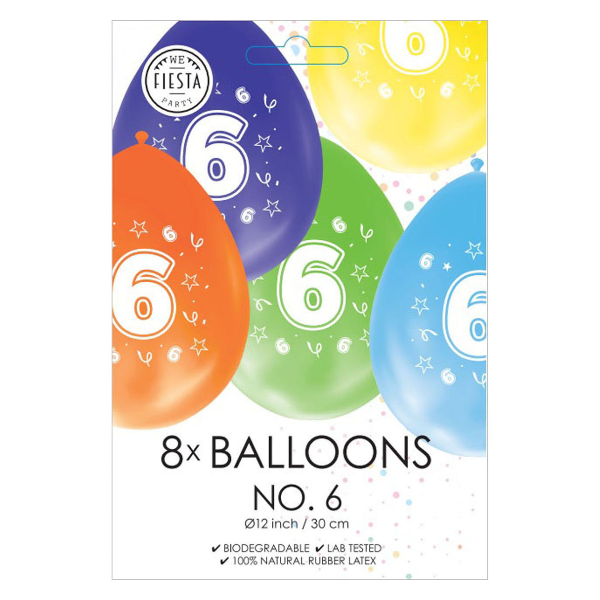 Globos balloner 2-sidet trykt nummer 6, 8 stk.
