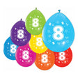 Globos balloner 2-sidet trykt nummer 8, 8 stk.