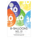 Globos balloner 2-sidet trykt nummer 10, 8 stk.