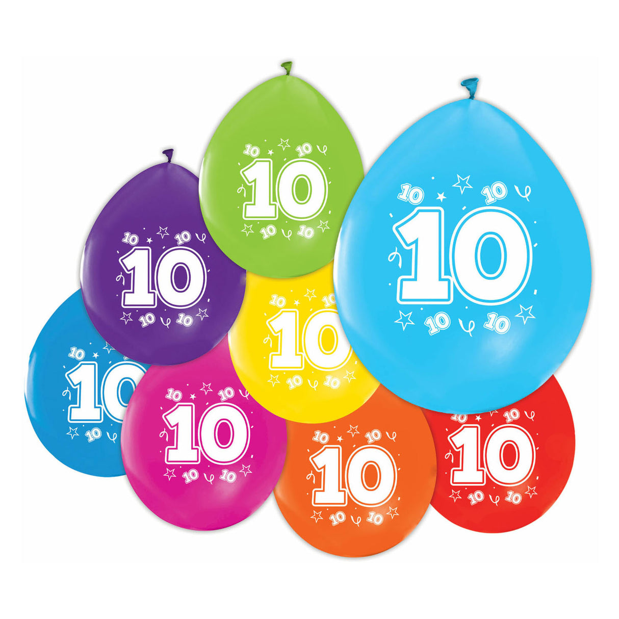 Globos balloner 2-sidet trykt nummer 10, 8 stk.