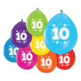 Globos balloner 2-sidet trykt nummer 10, 8 stk.