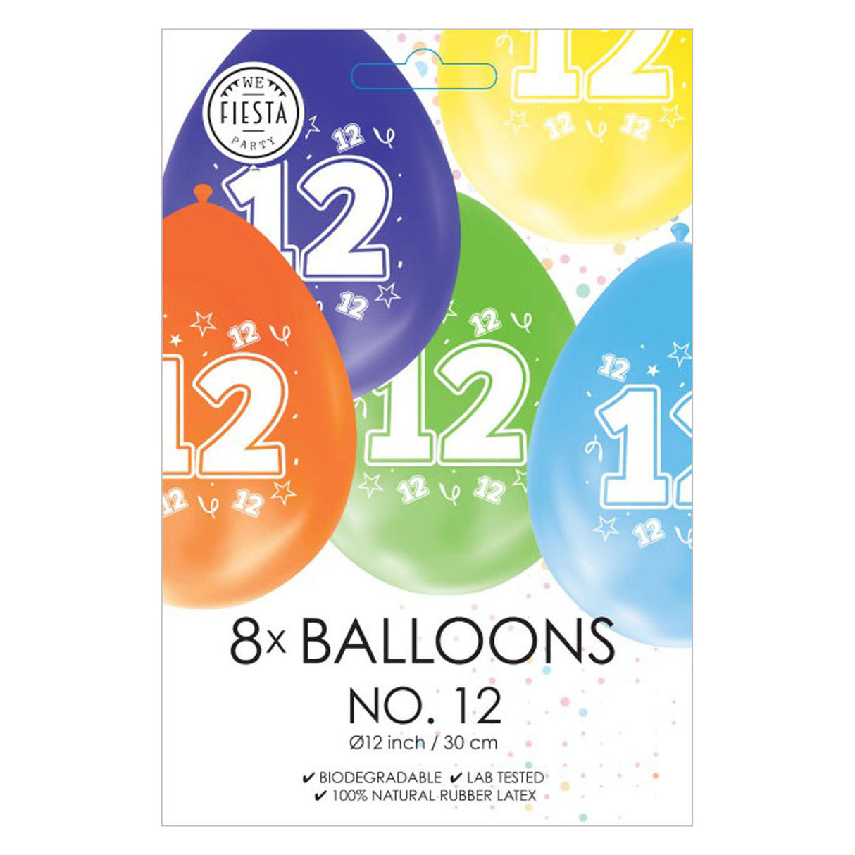 Globos balloner 2-sidet trykt nummer 12, 8 stk.