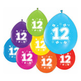 Globos balloner 2-sidet trykt nummer 12, 8 stk.
