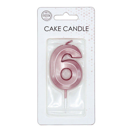 Globos taartkaars 6cm metallic rose goud no. 6