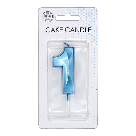 Globos taartkaars 6cm metallic licht blauw no. 1