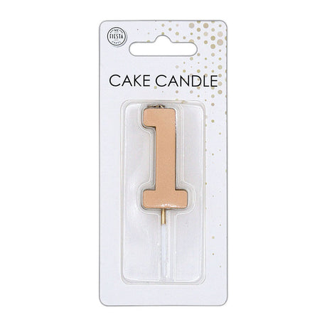 Globos taartkaars 4,5cm metallic rose goud no. 1
